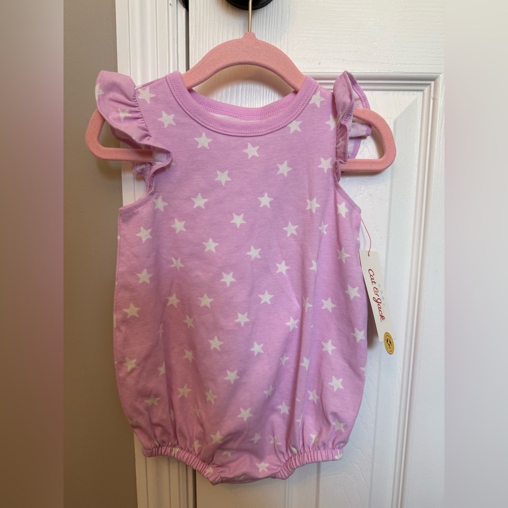 Cat & Jack Lavender Star Print Ruffle Top